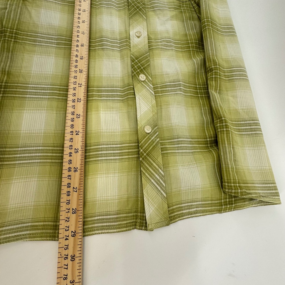 Horny Toad Mens Medium Organic Cotton Short Sleeve Plaid Button Up Shirt Green - Picture 7 of 10